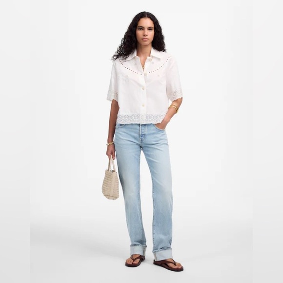 Madewell The Dean Easy Straight Jean in Foster Wash Size 26 NWT - Picture 1 of 13